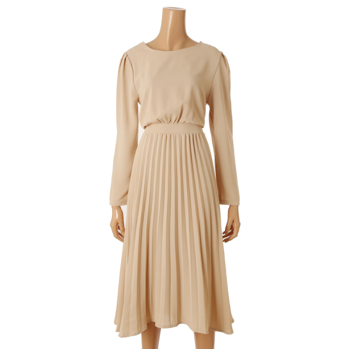 4CUS 플리츠 뒷리본 롱원피스 FS0B7OP0025