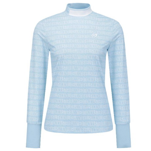 마스터바니에디션  로고 패턴 리브 모크넥 긴팔 티셔츠 421D1TI303_BL