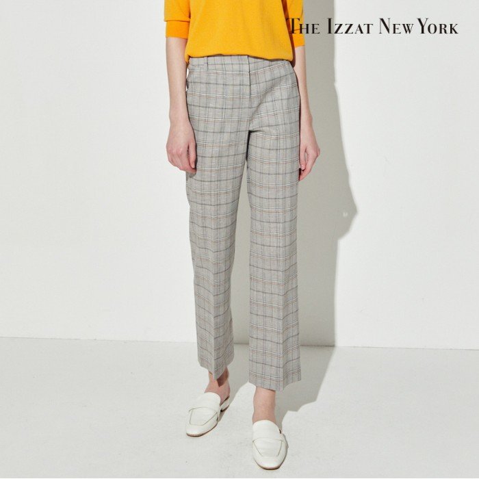 더아이잗(TheIzzat) 린넨 체크 레귤러핏 팬츠 IM4A0SL10