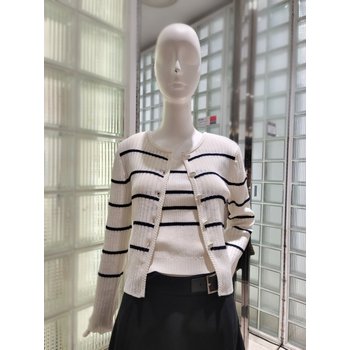 ZOOC 라운드 골지 스트라이프 가디건 V242KSL934