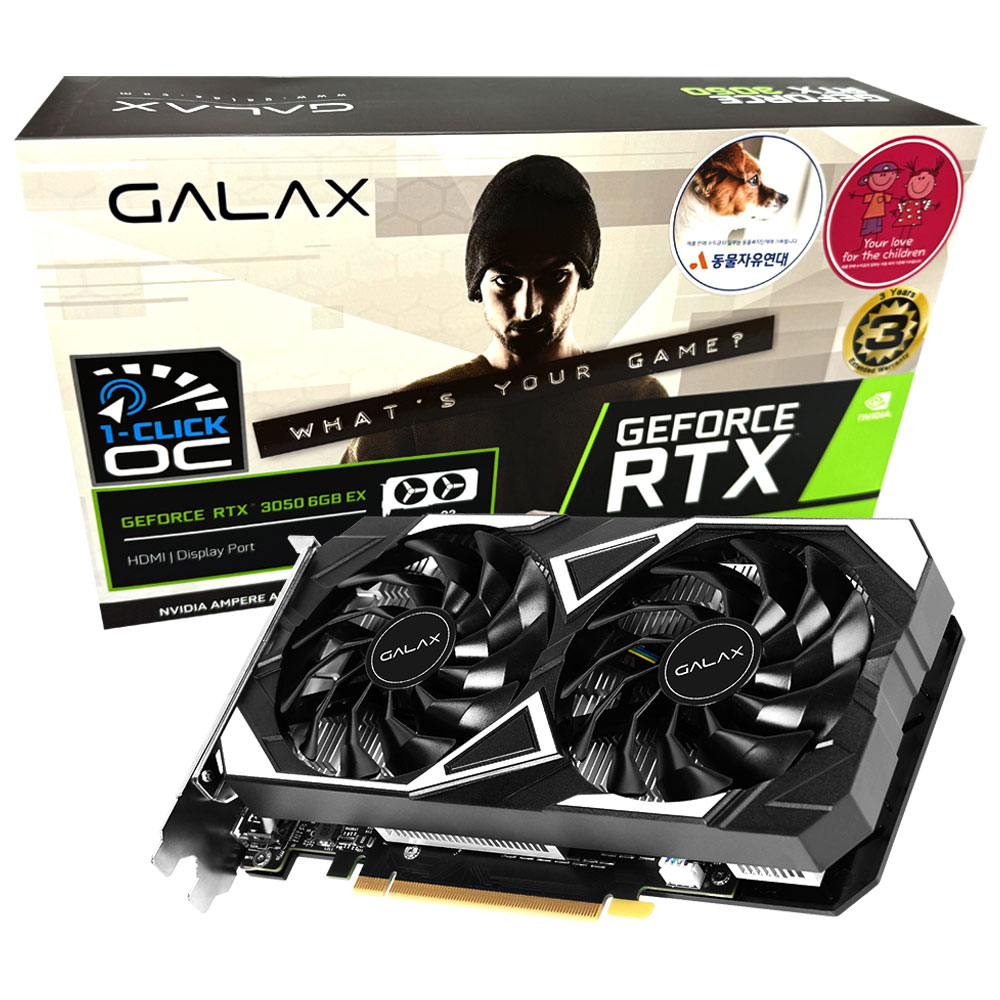 갤럭시 GALAX 지포스 RTX 3050 EX BLACK D6 6GB
