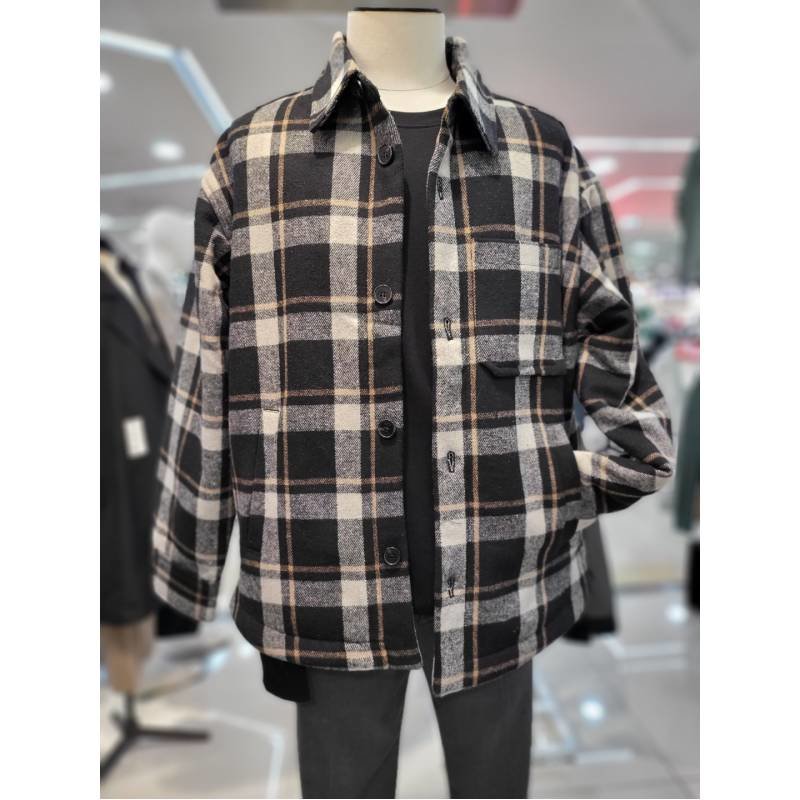 테이트 유니 오버핏 안감 보아털 퀼팅 체크 자켓_KABW9-UGJ010