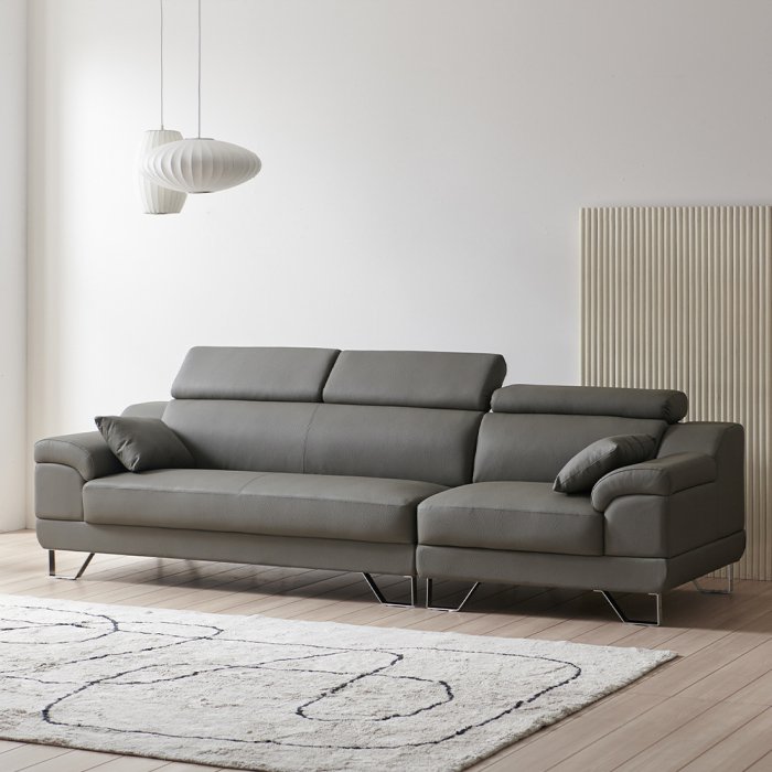 퍼니하우스 리카드 무빙 헤드레스트 신소재 가죽 소파 4인용