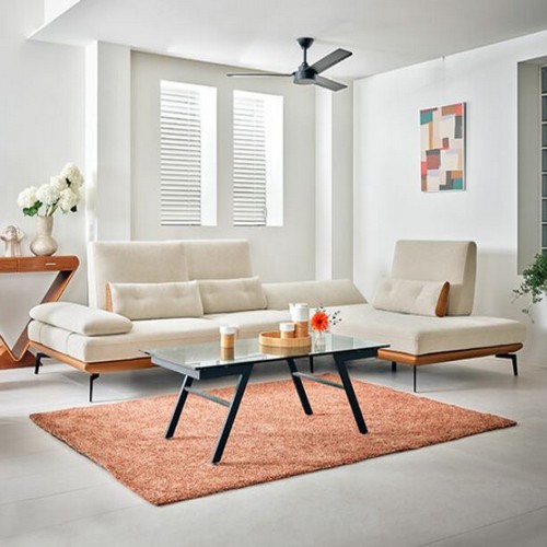 에싸 시모네 오픈코너형 스윙기능 카시미라 패브릭 소파 4인용