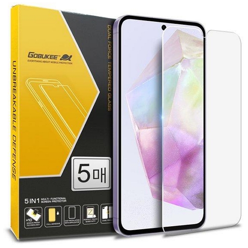 고부기  갤럭시A35 투명 풀점착 강화유리 플랫 커버 액정보호필름