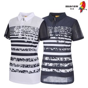 마코 스트라이프 집업 반팔 티셔츠 MLW2TS25