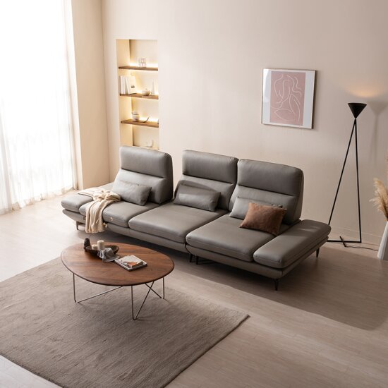 클레프 스윙 전체 천연통가죽 소파 4인용