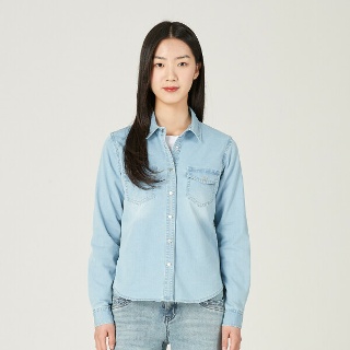 잠뱅이 여성 기본 워싱 데님셔츠 AO5DDH951-LB