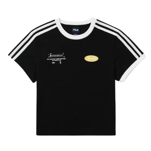 휠라  소매테입디테일 반팔티 FS2RSG2155F_BLK