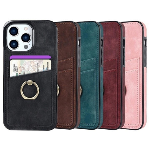 수나르  아이폰13 프로 맥스 레트로 가죽 사선 카드슬롯 링 케이스