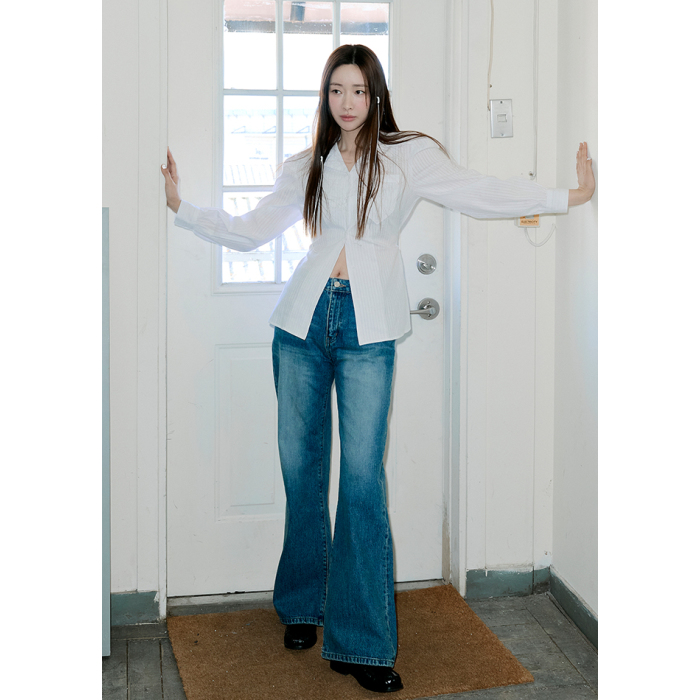 플랙 여성 브이넥 레이스 블라우스 PWTF1BLL39W