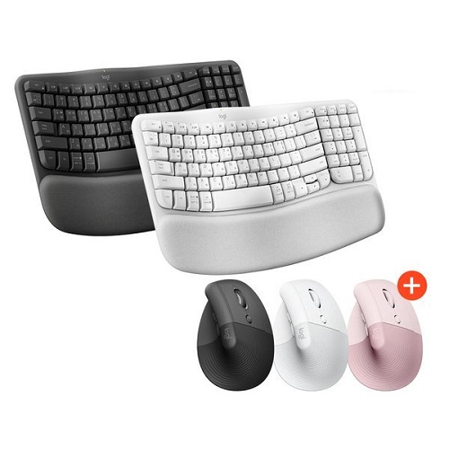 로지텍  Wave Keys + LIFT VERTICAL Combo 무선 키보드 마우스 세트