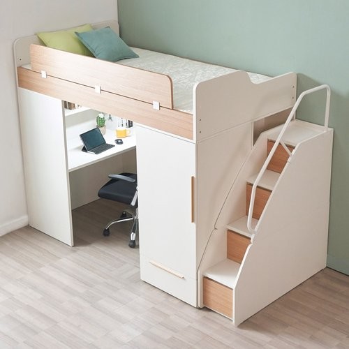 에보니아 폴라 책상 수납 계단형 벙커침대 SS