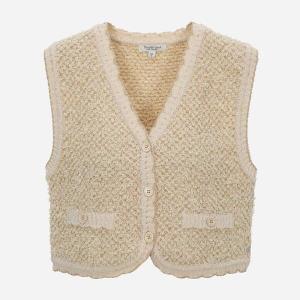 써스데이아일랜드 여성 트위드 스칼럽 베스트 T242MVT136W