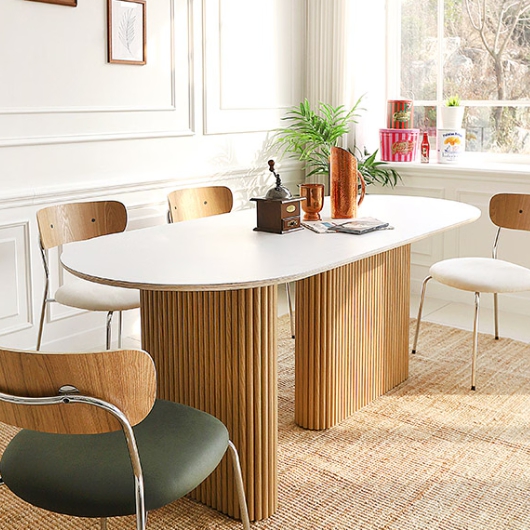 끌레오 빅토리 타원 HPL 템바보드 식탁 1200