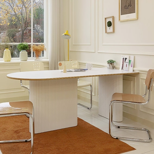 끌레오 빅토리 반타원 HPL 템바보드 식탁 1800