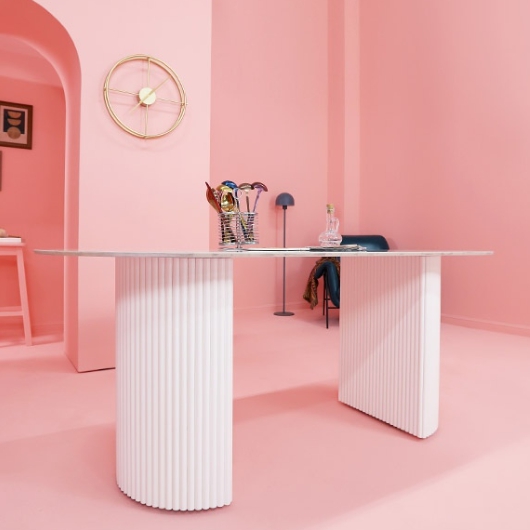 끌레오 타냐 타원 포세린 세라믹 템바보드 식탁 1800