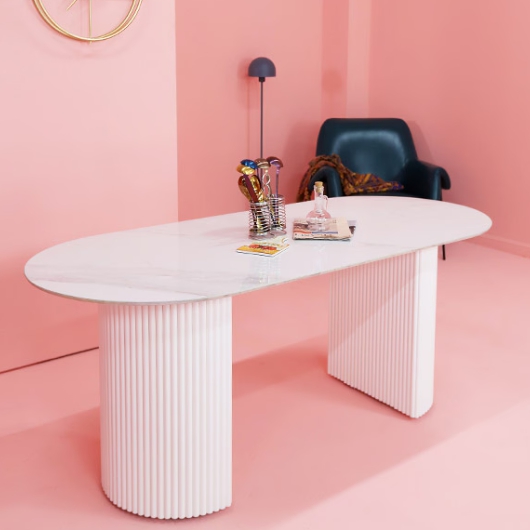 끌레오 타냐 타원 포세린 세라믹 템바보드 식탁 2000