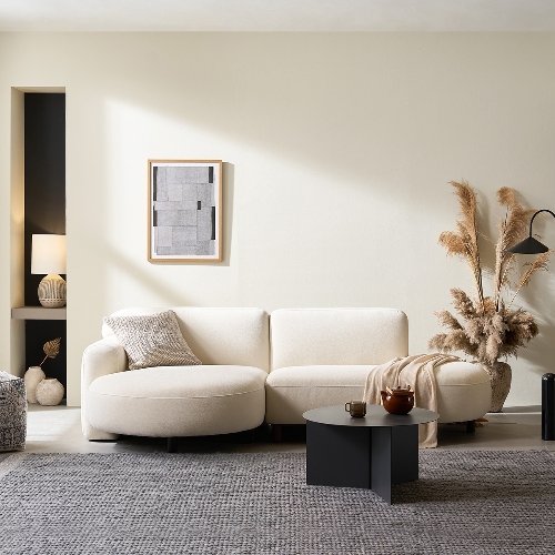 리바트 세계가구 마카다미아 카우치형 패브릭 소파 3인용