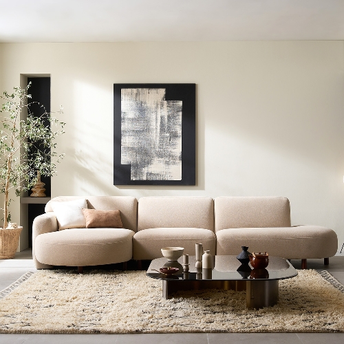 리바트 세계가구 마카다미아 카우치형 패브릭 소파 4인용