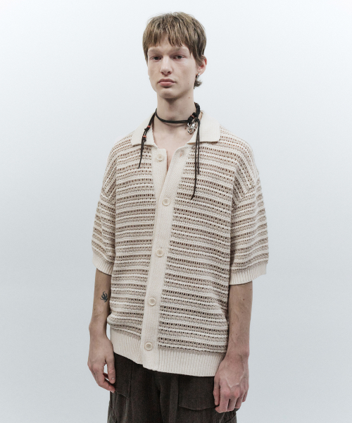 인사일런스 숏슬리브 칼라 가디건 IM2D2KT11AB