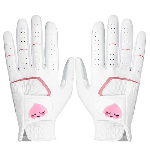 범양글러브  카카오프렌즈 핑크어피치 반양피 여성용 골프장갑 양손 KMG10014