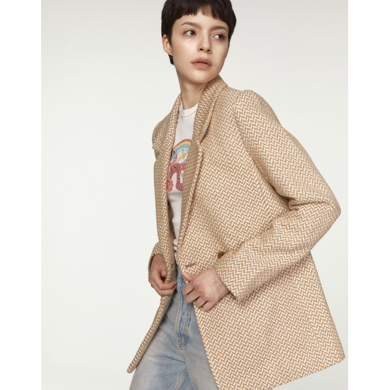 라움우먼 ANINE BING 짜임패턴 울혼방 긴팔자켓 CWJA3F237MU