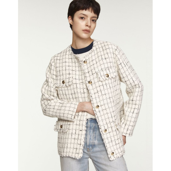 라움우먼 ANINE BING 올풀림장식 면혼방 트위드자켓 CWJA3F232IV