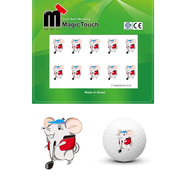 지온카시야  골프공 전사스티커 매직터치 12지신 쥐띠