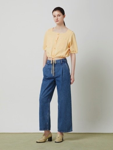 씨씨콜렉트 여성 스퀘어넥 스트링 니트 가디건 C242KSL033