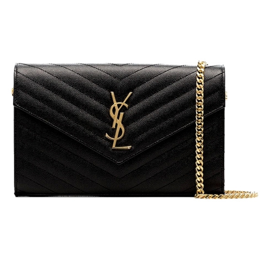 생로랑 모노그램 마틀라세 체인 숄더백 블랙 금장_377828 BOW01 1000