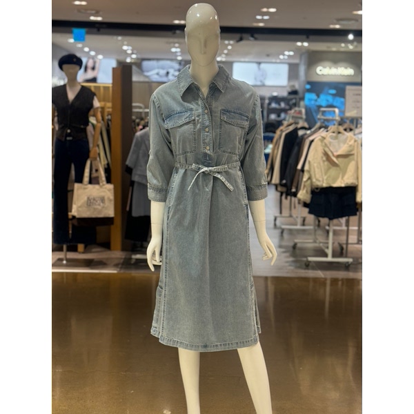 비지트인뉴욕 칠부 소매 하프 오픈 데님 원피스 VA4DV70
