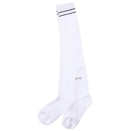 핑  메쉬 짜임 라인 배색 오버 니삭스 121D1SC058_WH