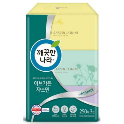  깨끗한나라 허브가든 쟈스민 250매 (3개입)[8팩(24개)]