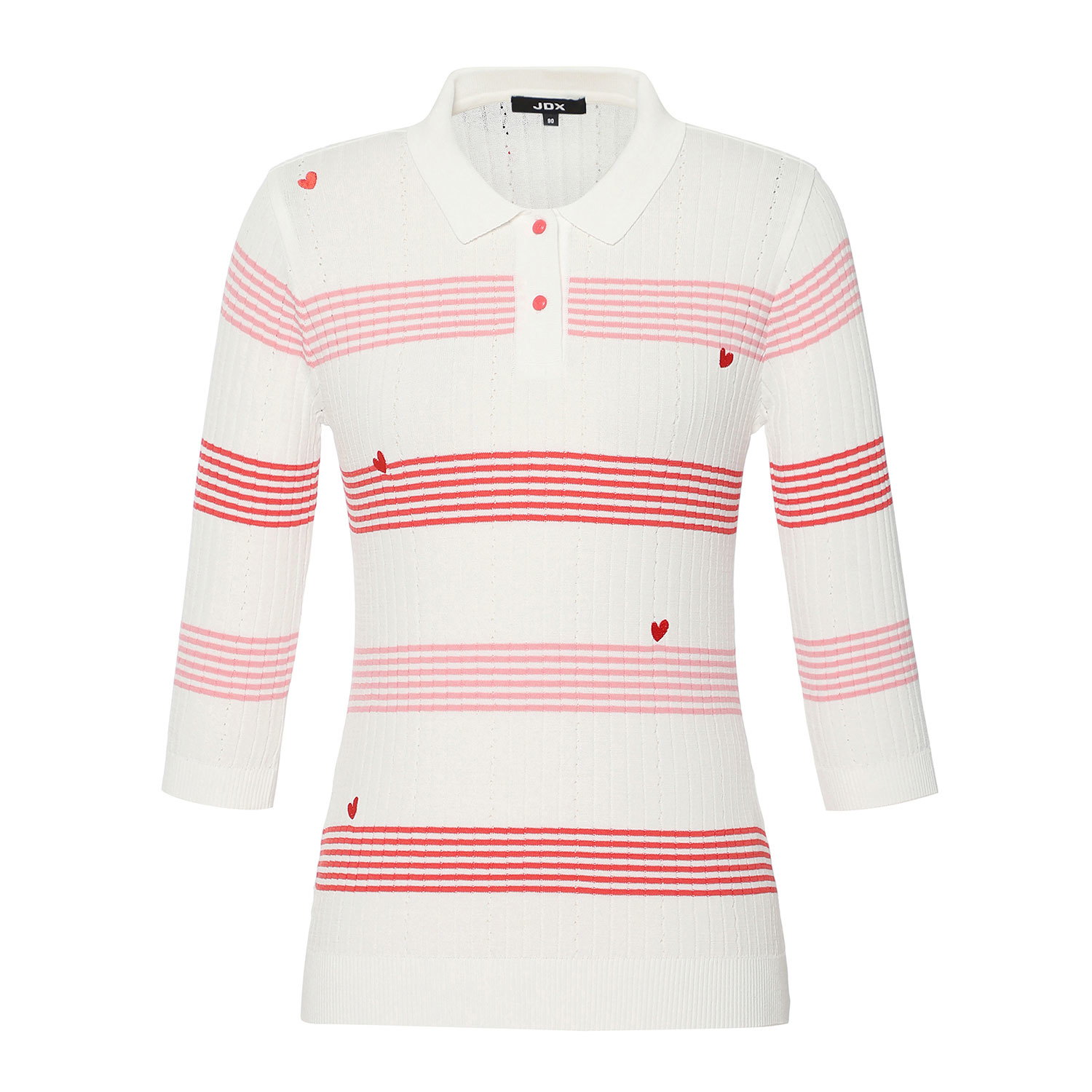 JDX 자수 스트라이프 7부 스웨터 X2SPV5343WH