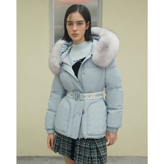 에고이스트 여성 레터링 벨티드 미들 구스다운 점퍼 EP4NZ062