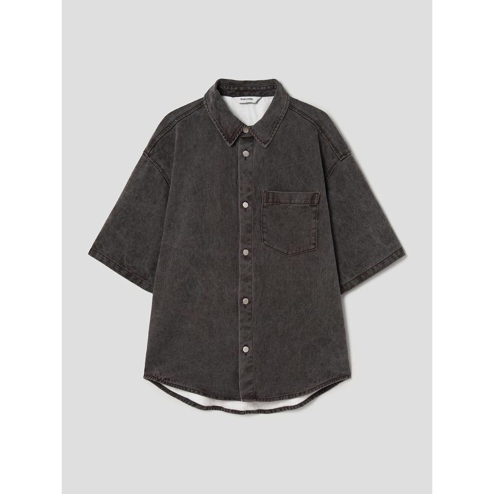 에잇세컨즈 남성 컬러 워싱 데님 반팔 셔츠 454565LP2D