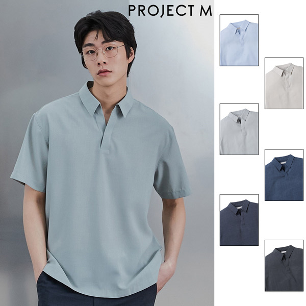 프로젝트엠 남성 쿨폴리 풀오버 반팔 셔츠 EPE2WC1385
