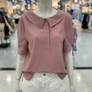 숲(SOUP) 루즈핏 헨리넥 옆트임 5부 소매 셔츠 블라우스 OA6SSQ4