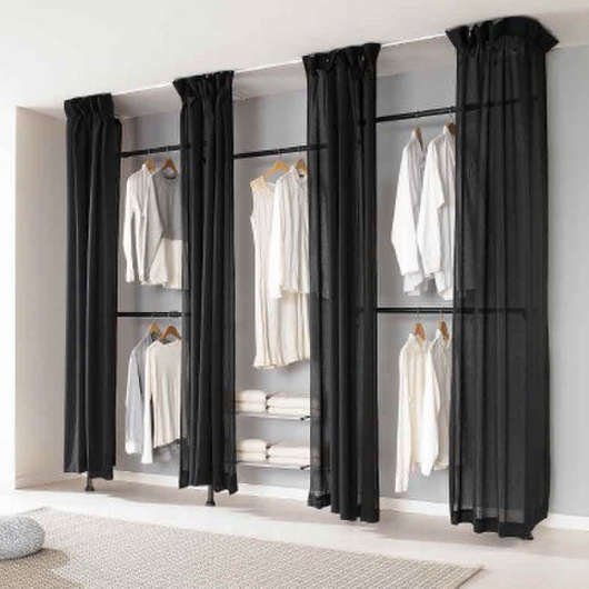 롯데알미늄 이지온 드레스룸 EOB-S417W 시스루 커튼 행거