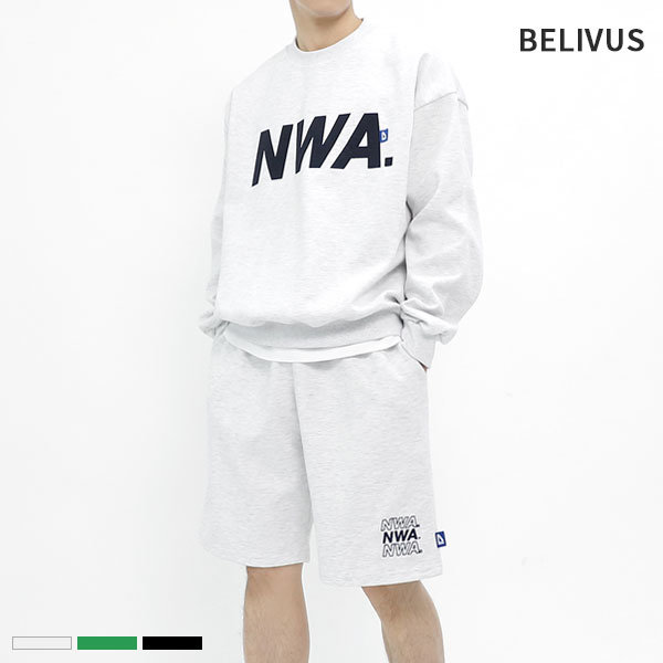 빌리버스 남성 맨투맨 반바지 트레이닝 셋업 BDPT002