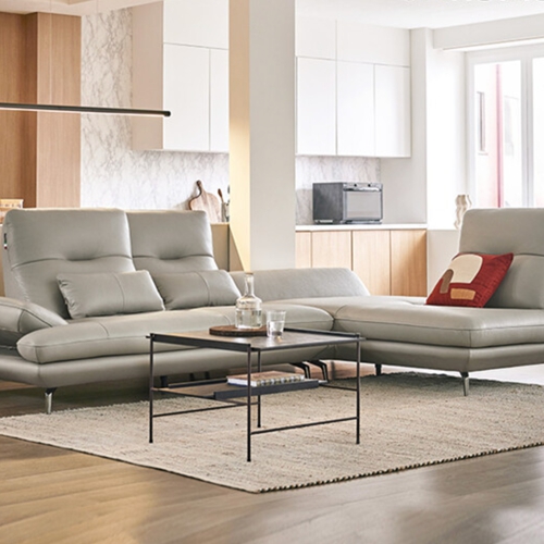 자코모 컴포트 발렌티 스윙 코너카우치형 기능성 럭스 천연통가죽 소파 4인용