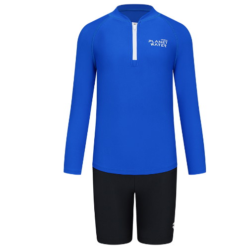 아레나  아동 플레닛 레저 반집업 래쉬가드 세트 A4BB1BS01BLU