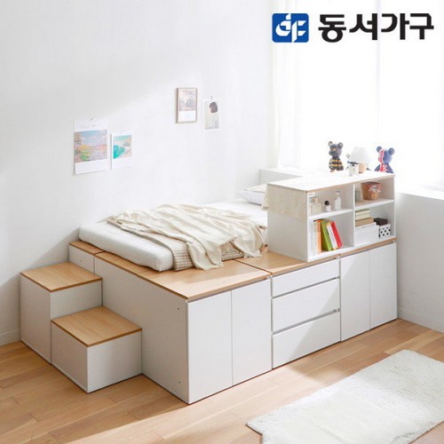 동서가구 홈즈 올인 확장형 벙커침대 SS+책장