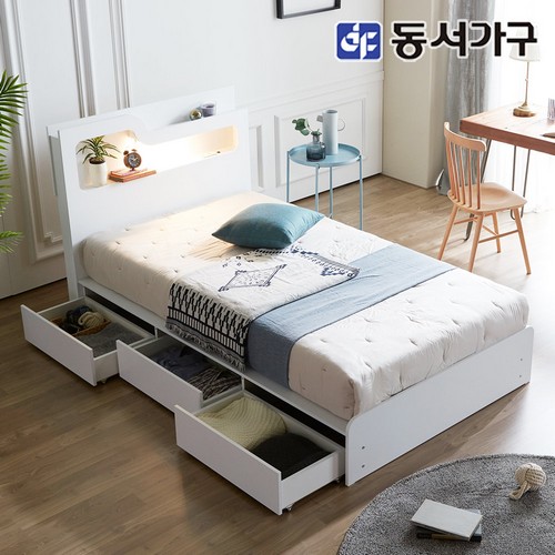 동서가구 소프 인싸 3서랍 수납형 LED침대 Q