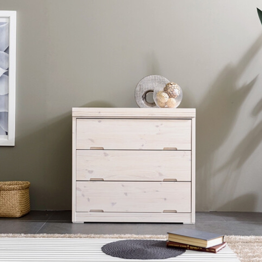 우아미가구 제니아 레드파인원목 워시도장 3단 서랍장 800