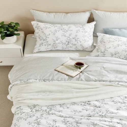 알레르망 이브닝 여름 화이트 차렵베개세트