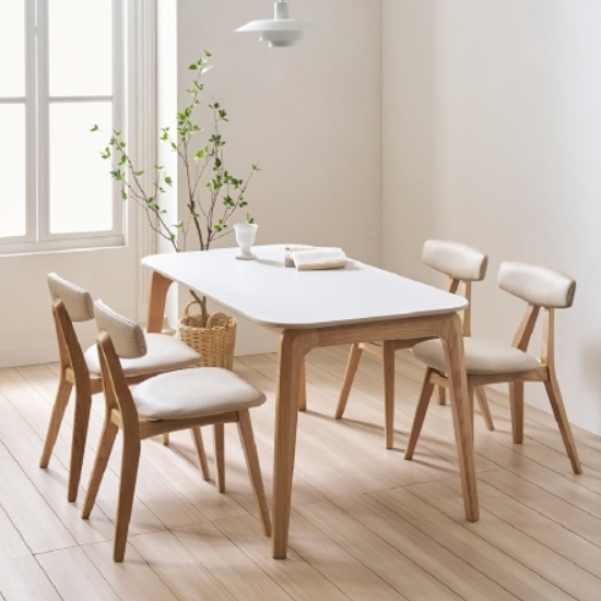 보니애가구 오로라 양면 포세린 세라믹 애쉬 원목 식탁 1400