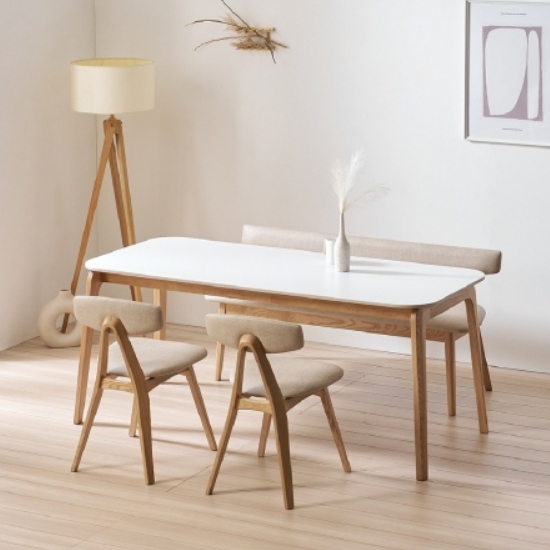 보니애가구 오로라 양면 포세린 세라믹 애쉬 원목 식탁 1800