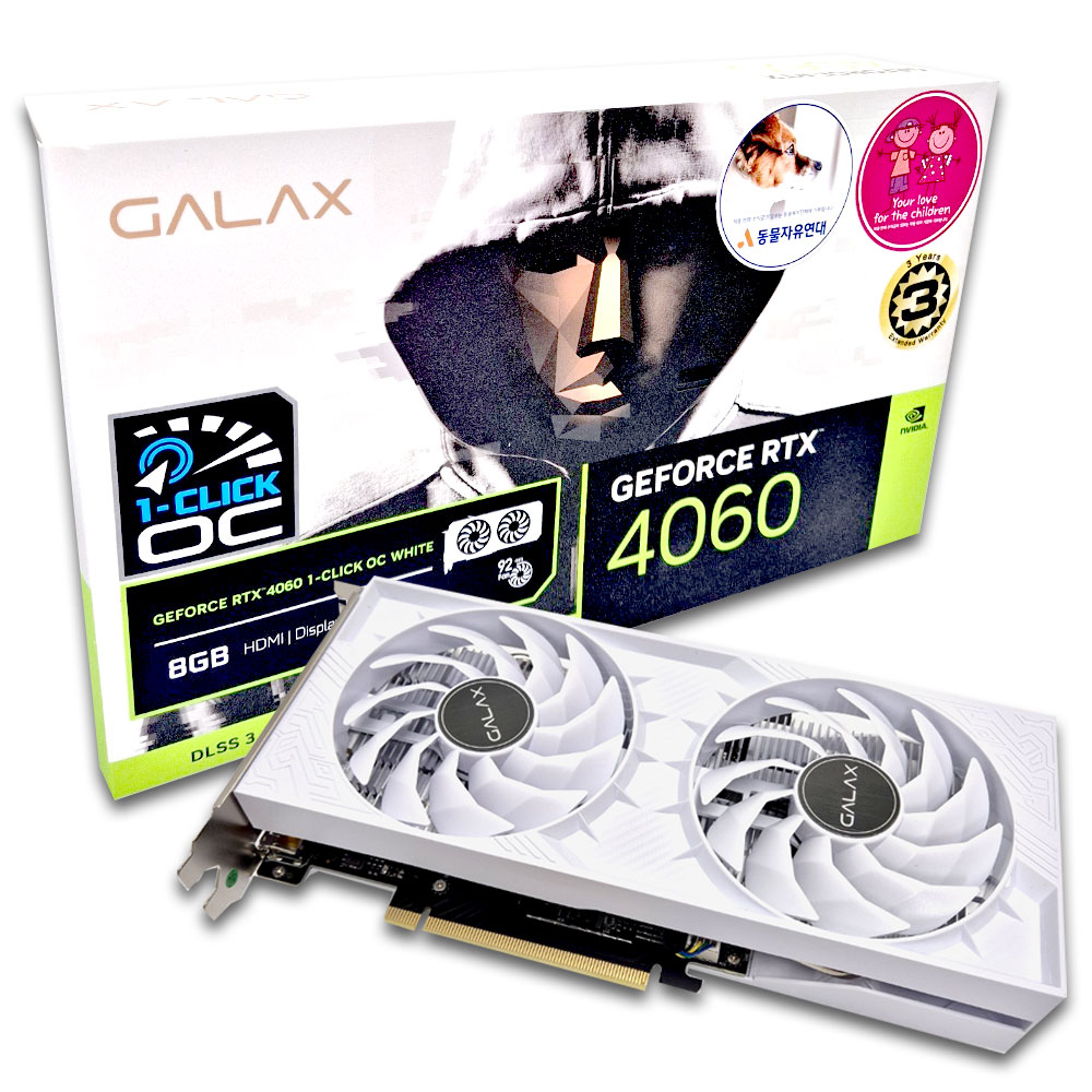 갤럭시 GALAX 지포스 RTX 4060 WHITE OC D6 8GB
